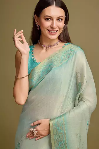 Yellow bandhani printed embroidered zari saree