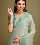 Yellow bandhani printed embroidered zari saree