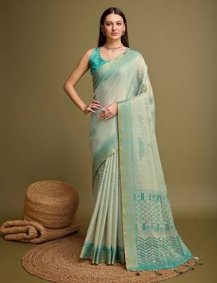 Yellow bandhani printed embroidered zari saree 2