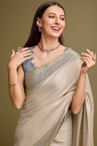Green bandhani printed embroidered zari saree