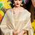 cream cream-coloured & gold-toned woven design zari silk blend banarasi saree