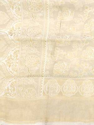 cream cream-coloured & gold-toned woven design zari silk blend banarasi saree 3
