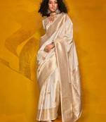 off_white woven design zari banarasi saree