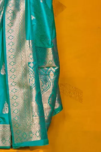 blue woven design zari banarasi saree
