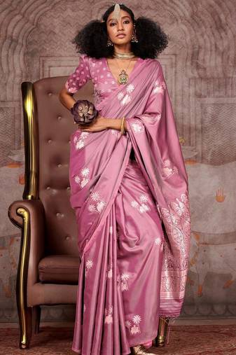 Blue woven design zari organza banarasi saree
