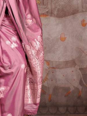 Blue woven design zari organza banarasi saree 4