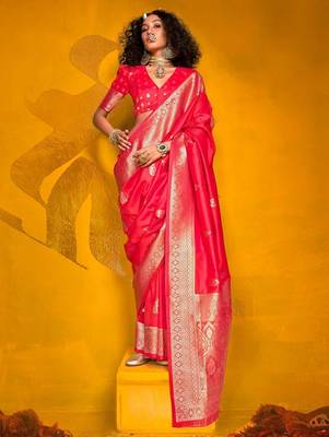 pink bagh woven design zari banarasi saree 1