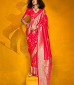 pink bagh woven design zari banarasi saree