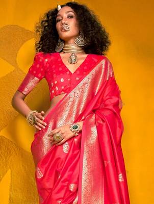 pink bagh woven design zari banarasi saree 2