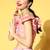 pink women embellished saree with solid border