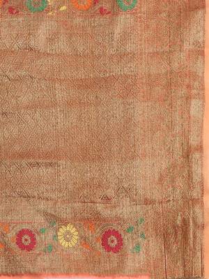 pink woven design zari organza kanjeevaram saree 4