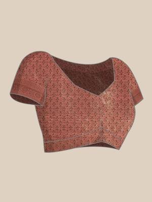pink woven design zari organza kanjeevaram saree 5