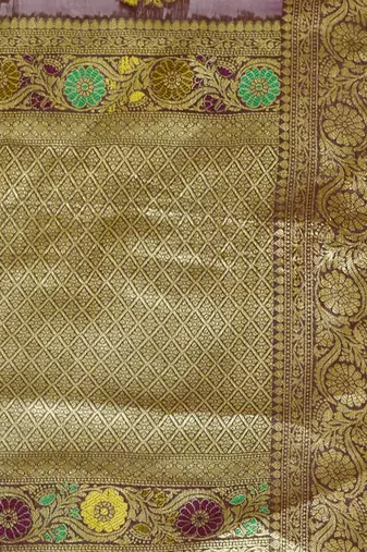 purple woven design ethnic motifs zari organza saree