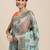 blue blue & yellow ethnic motifs zari organza saree