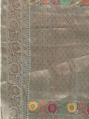 blue blue & yellow ethnic motifs zari organza saree 5