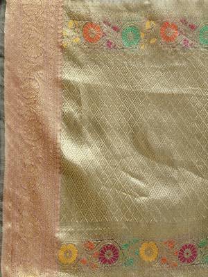 grey grey floral zari organza kanjeevaram saree 5