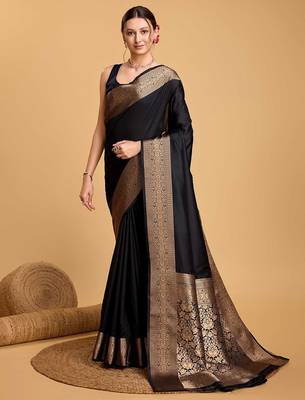 Maroon sequinned satin ready to wear saree 1