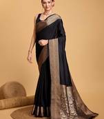 Maroon sequinned satin ready to wear saree