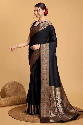 Maroon sequinned satin ready to wear saree