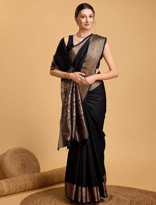 Maroon sequinned satin ready to wear saree 4