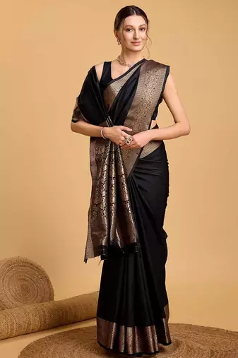 Maroon sequinned satin ready to wear saree