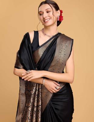 Maroon sequinned satin ready to wear saree 5