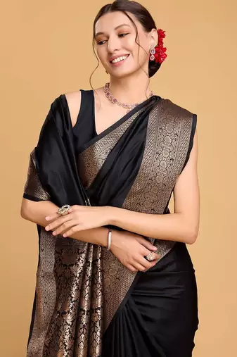 Maroon sequinned satin ready to wear saree