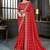 red bandhani printed embroidered zari saree
