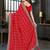 red bandhani printed embroidered zari saree