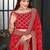 red bandhani printed embroidered zari saree