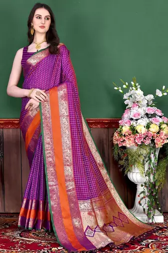 Pink woven design zari silk blend banarasi saree