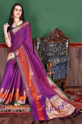 Pink woven design zari silk blend banarasi saree