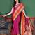pink pink & orange checked zari silk blend banarasi saree with blouse piece