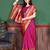 pink pink & orange checked zari silk blend banarasi saree with blouse piece