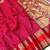 pink pink & orange checked zari silk blend banarasi saree with blouse piece