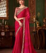 pink sequinned party wear saree