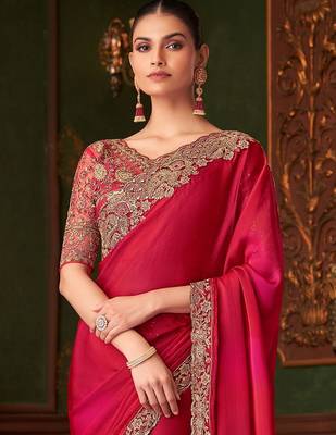 pink sequinned party wear saree 2