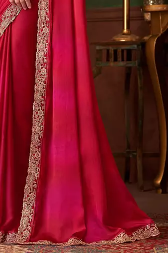 pink sequinned party wear saree