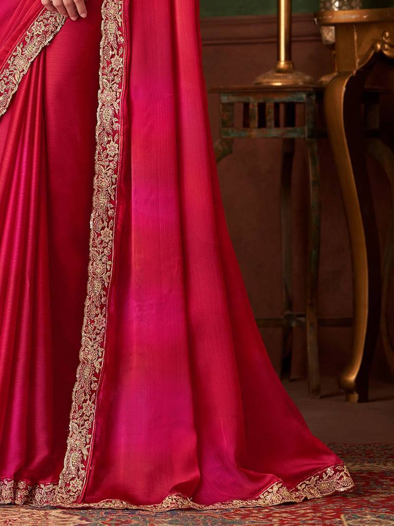 pink sequinned party wear saree