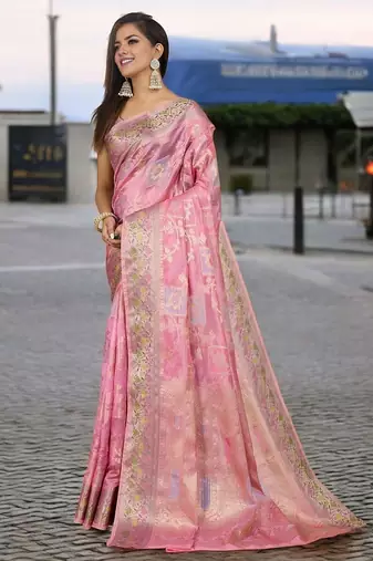 Black embellished saree with solid border