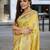 yellow woven design zari organza banarasi saree