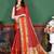 Red red & gold-toned floral zari silk blend paithani saree
