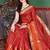 Red red & gold-toned floral zari silk blend paithani saree