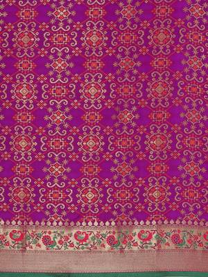purple ethnic motifs zari silk blend patola saree 4