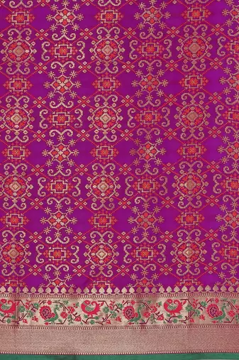 purple ethnic motifs zari silk blend patola saree