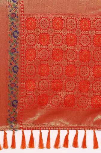 red ethnic motifs zari silk blend patola saree