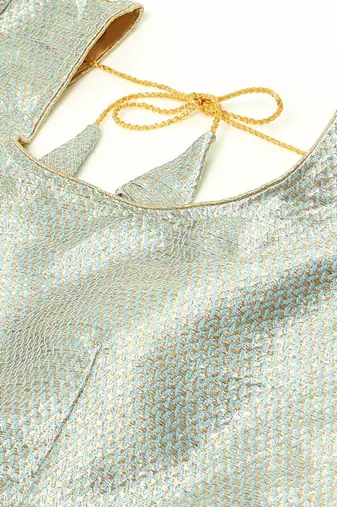 blue blue & gold-toned woven design zari silk blend banarasi saree