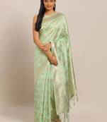 Teal teal & gold-toned woven design zari silk blend kanjeevaram saree