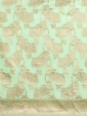 Teal teal & gold-toned woven design zari silk blend kanjeevaram saree 3