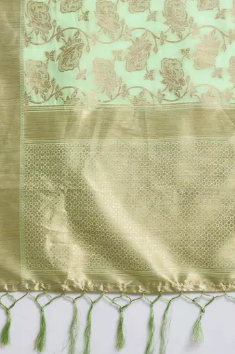 Teal teal & gold-toned woven design zari silk blend kanjeevaram saree